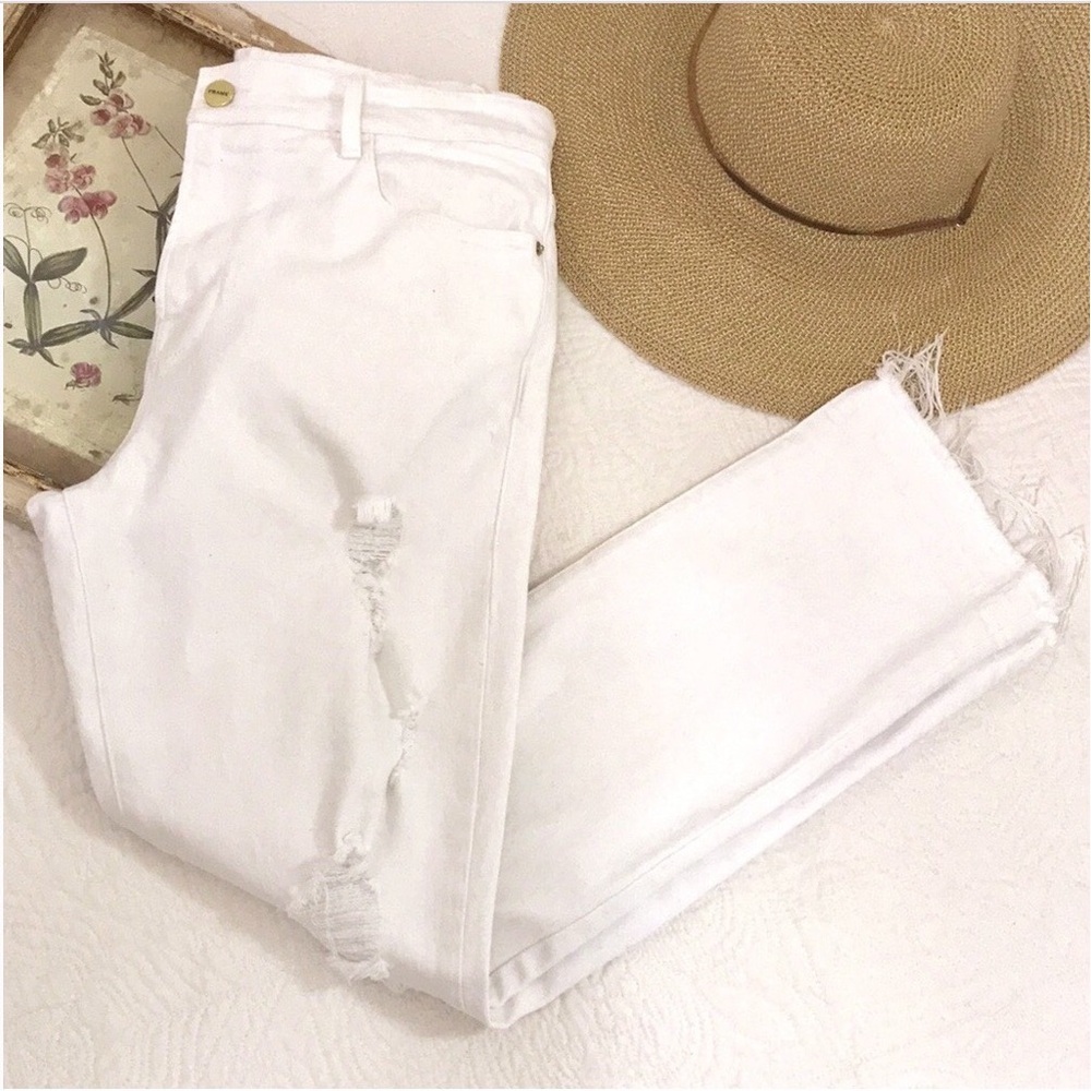 Frame Le High Straight White Distressed Jenas